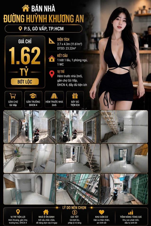 [SHR] Hẻm 2M Quang Trung 1 Trệt 2 Lầu 3 Phòng Ngủ 2 WC 