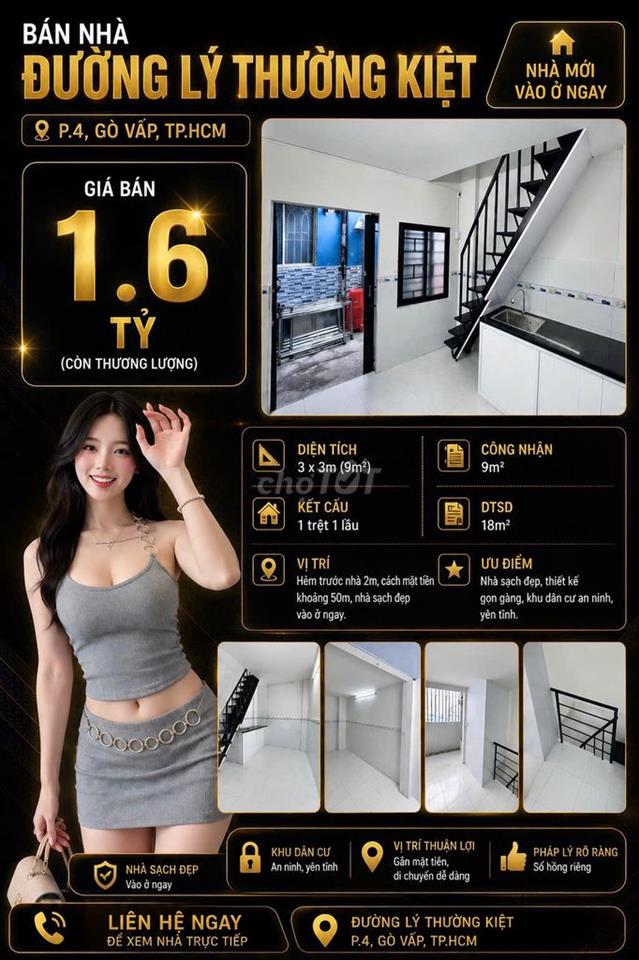 [SHR] Hẻm 2M Quang Trung 1 Trệt 2 Lầu 3 Phòng Ngủ 2 WC 