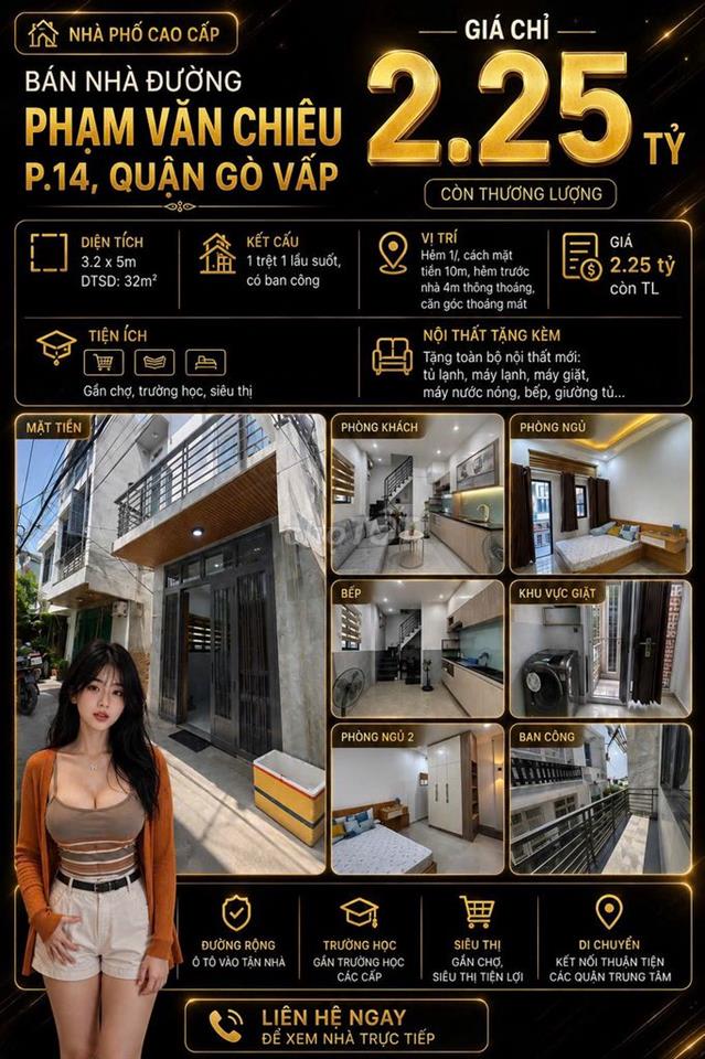 [SHR] Hẻm 2M Quang Trung 1 Trệt 2 Lầu 3 Phòng Ngủ 2 WC 