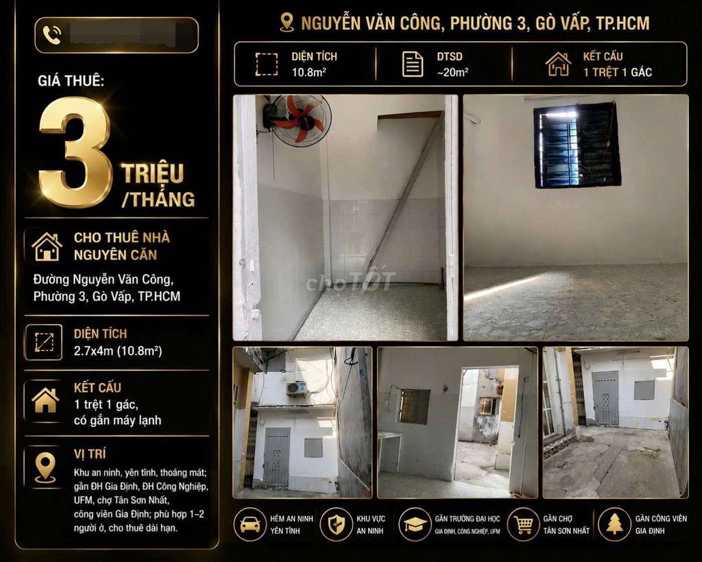 [Nhà NC] Nguyễn Thái Sơn 1 Trệt 2 Lầu 2 Phòng ngủ