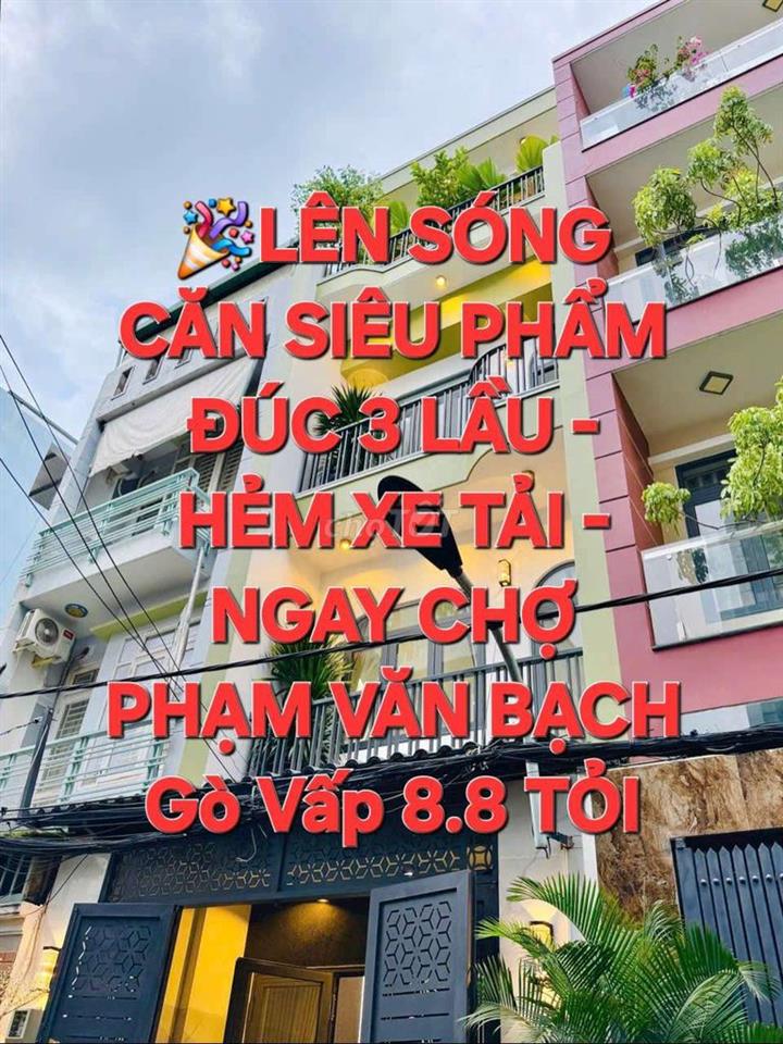 8,8 TỶ SỞ HỮU NHÀ MỚI 4 TẦNG , HẺM Ô TÔ NGAY CHỢ PHẠM VĂN BẠCH!