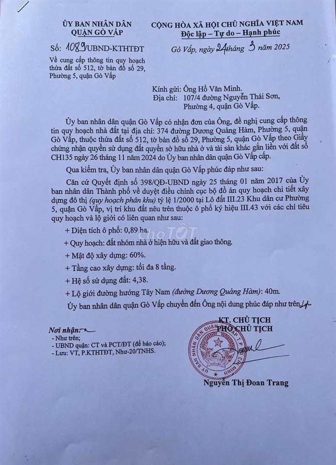Bán nhà mặt tiền Dương Quảng Hàm, quận Gò Vấp