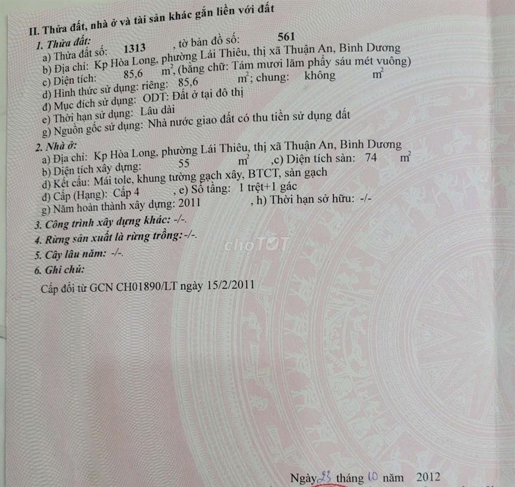 Nhà Lái Thiêu 85m2