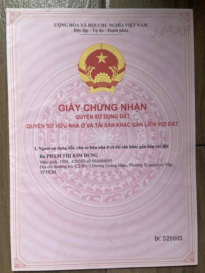🏡 CHÍNH CHỦ CẦN BÁN NHÀ GÒ VẤP – HẺM XE TẢI 5M – VỪA Ở VỪA CÓ THU NHẬP