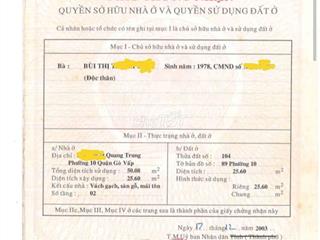 Bán nhà đường Quang Trung phường 10 gò vấp 