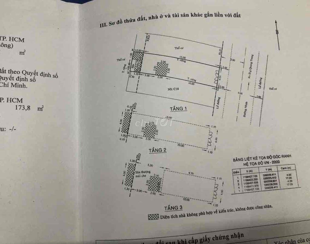 Chính chủ bán nhà mặt tiền đường nội bộ chợ Hạnh Thông Tây