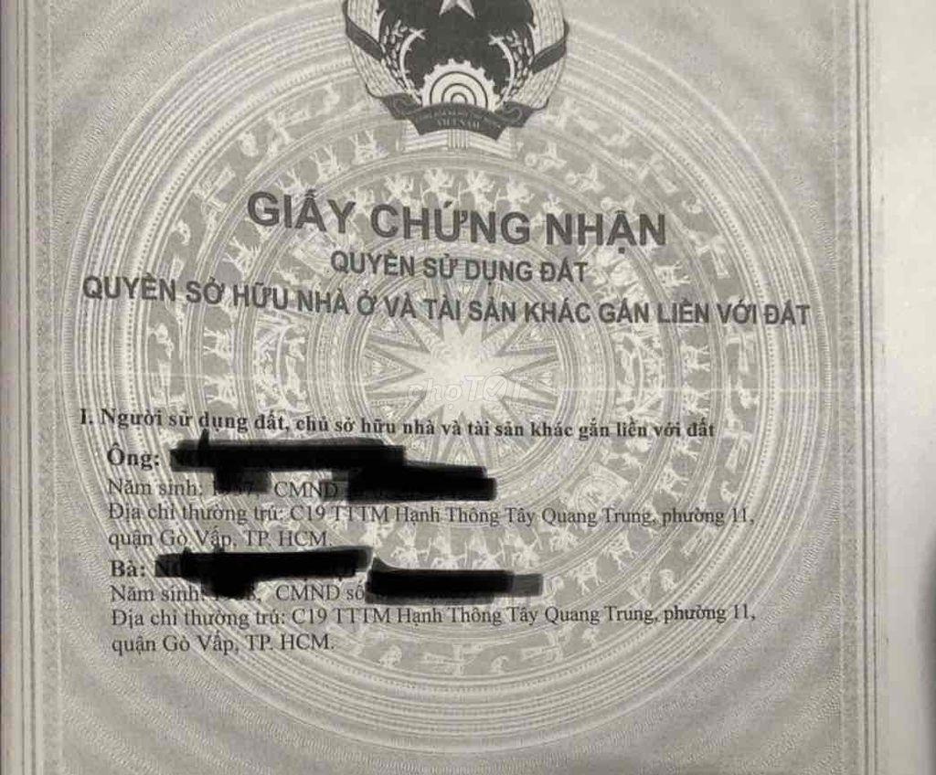 Chính chủ bán nhà mặt tiền đường nội bộ chợ Hạnh Thông Tây