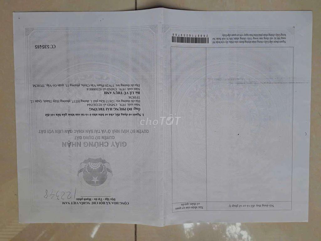 Bán Nhà Hẻm 5 Mét
