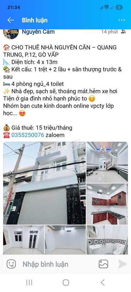 CHO THUÊ NHÀ 