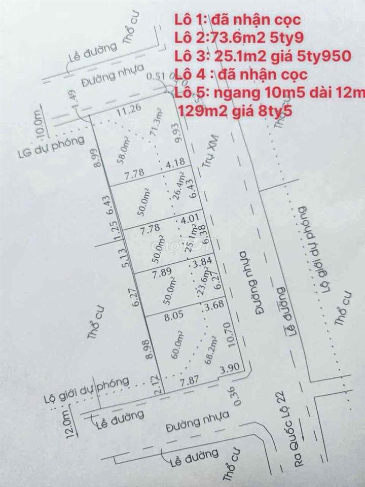 BÁN 3 LÔ ĐẤT GÓC MẶT TIỀN ĐƯỜNG QUÁN TRE- TRUNG MỸ TÂY GIÁ TỐT