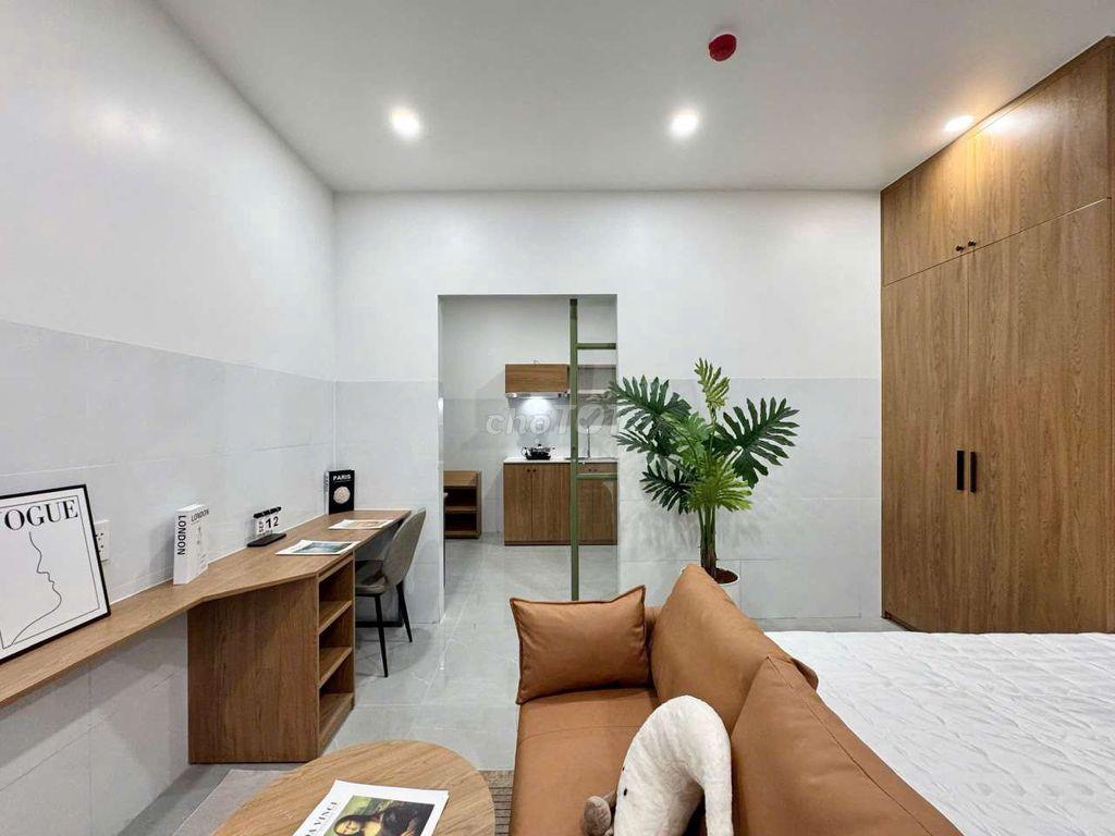STUDIO 1 PHÒNG NGỦ TÁCH BẾP CÓ BAN CÔNG BỰ FULL NỘI THẤT CHO NUÔI PET