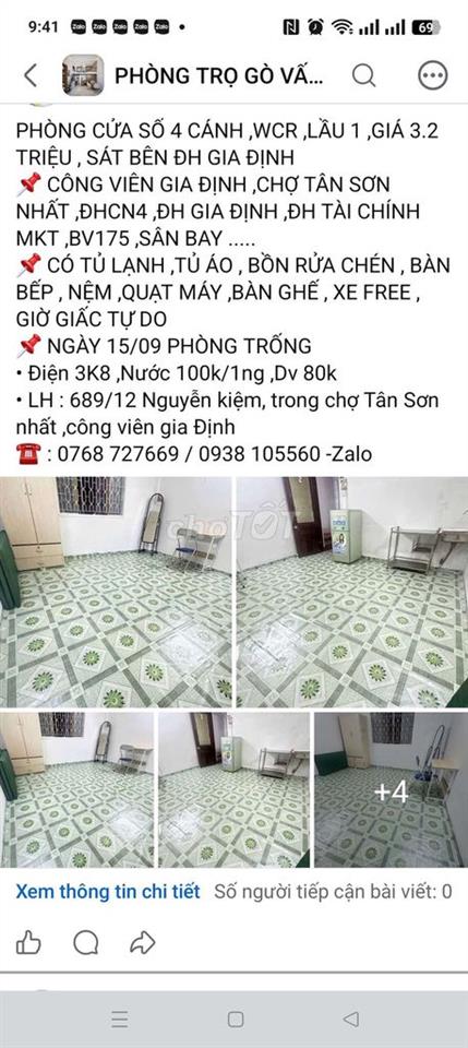 PHÒNG CỬA SỐ 4 CÁNH  ,LẦU 1 ,ĐH GIA ĐỊNH ,CVGIA ĐỊNH ,CHỢ TSN ,ĐHCN4