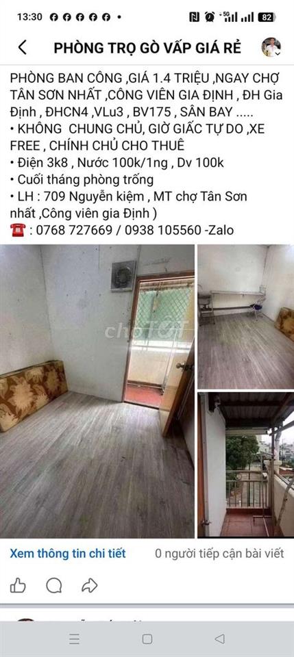 PHÒNG BAN CÔNG ,CHỢ TÂN SƠN NHẤT , CÔNG VIÊN GIA ĐỊNH , ĐH Gia Định