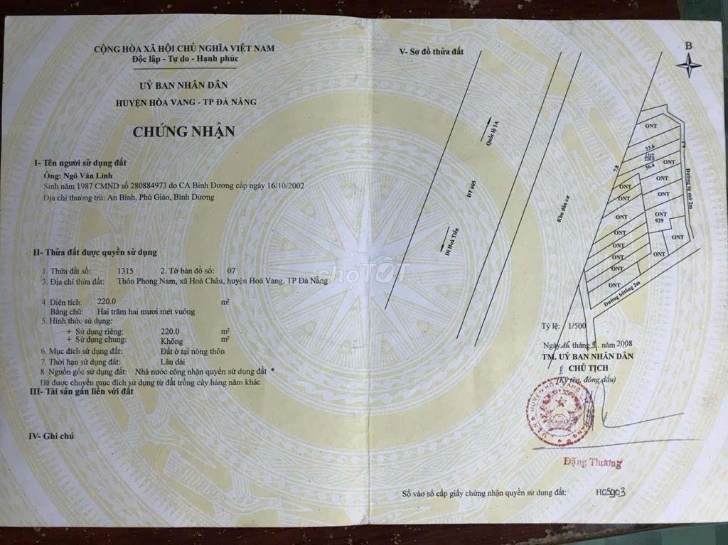 Bán Lô Đất Hòa Châu Đà Nẳng