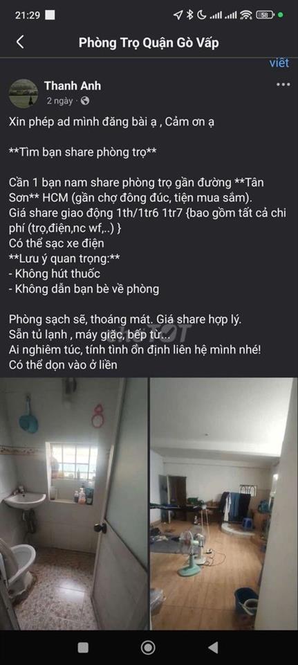 cần nam ở ghép, full phí 1tr8 quay đầu