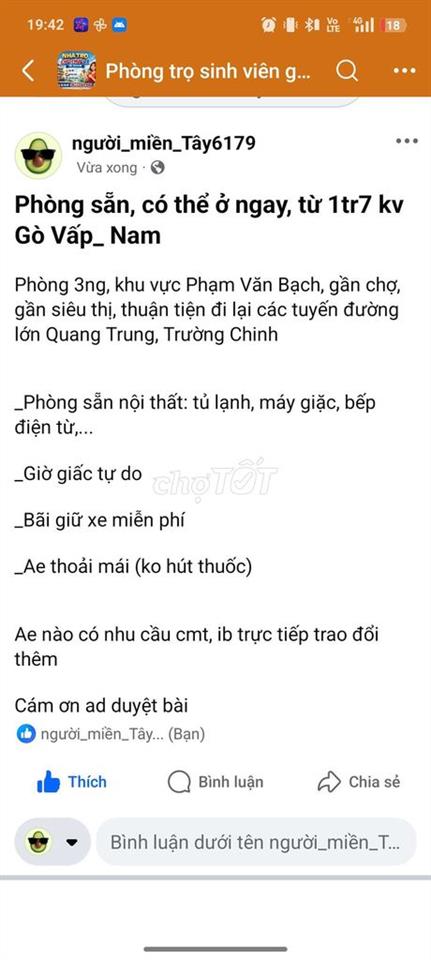 cần nam ở ghép, full phí 1tr8 quay đầu