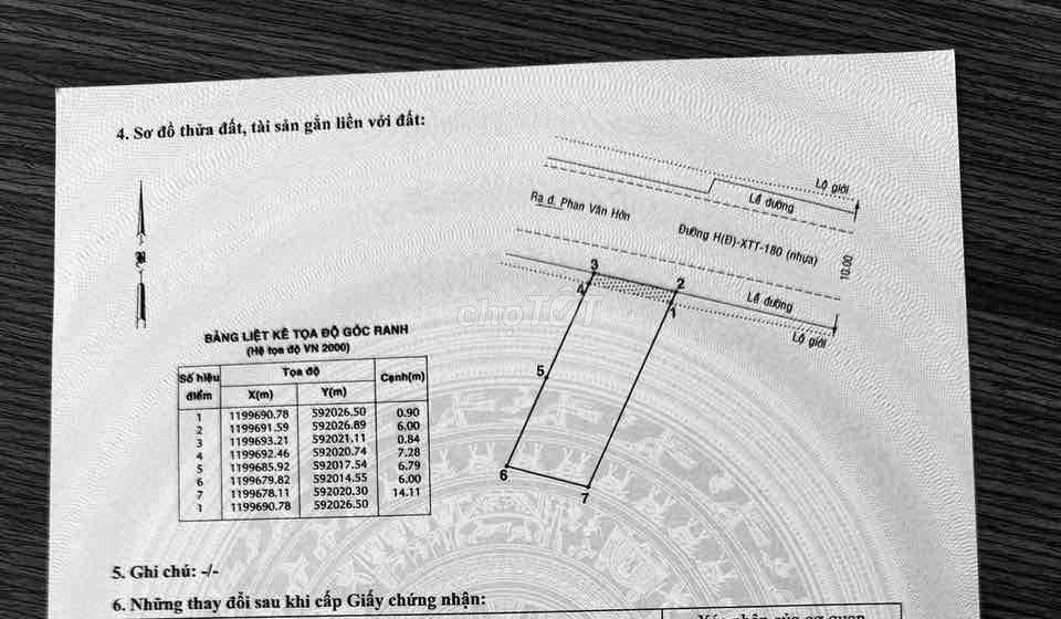 ĐẤT 6m X 15m-Đường 12m Ra Phan Văn Hớn 100m- Chợ Bà Điểm 800m