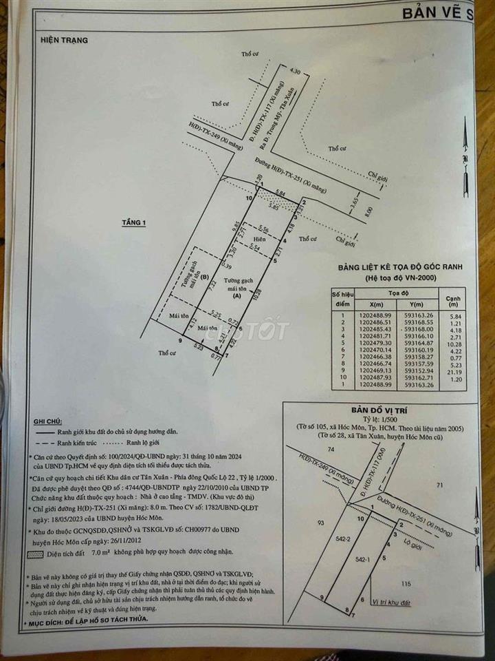 Nhà Cấp 4  (6m x 23m)  133 thô cư . Khu Dân Cư , Tân Xuân