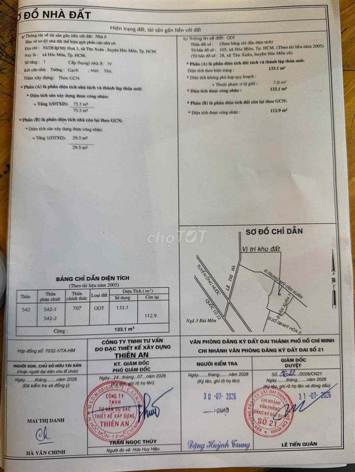 Nhà Cấp 4  (6m x 23m)  133 thô cư . Khu Dân Cư , Tân Xuân