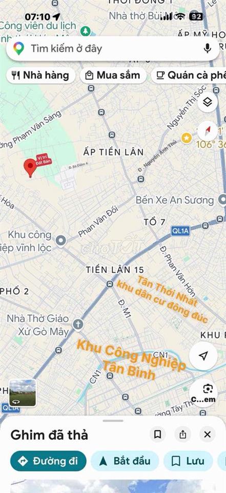 đất Khu Dân Cư . gần KCN Vĩnh Lộc . Tân Bình  Chín Chủ