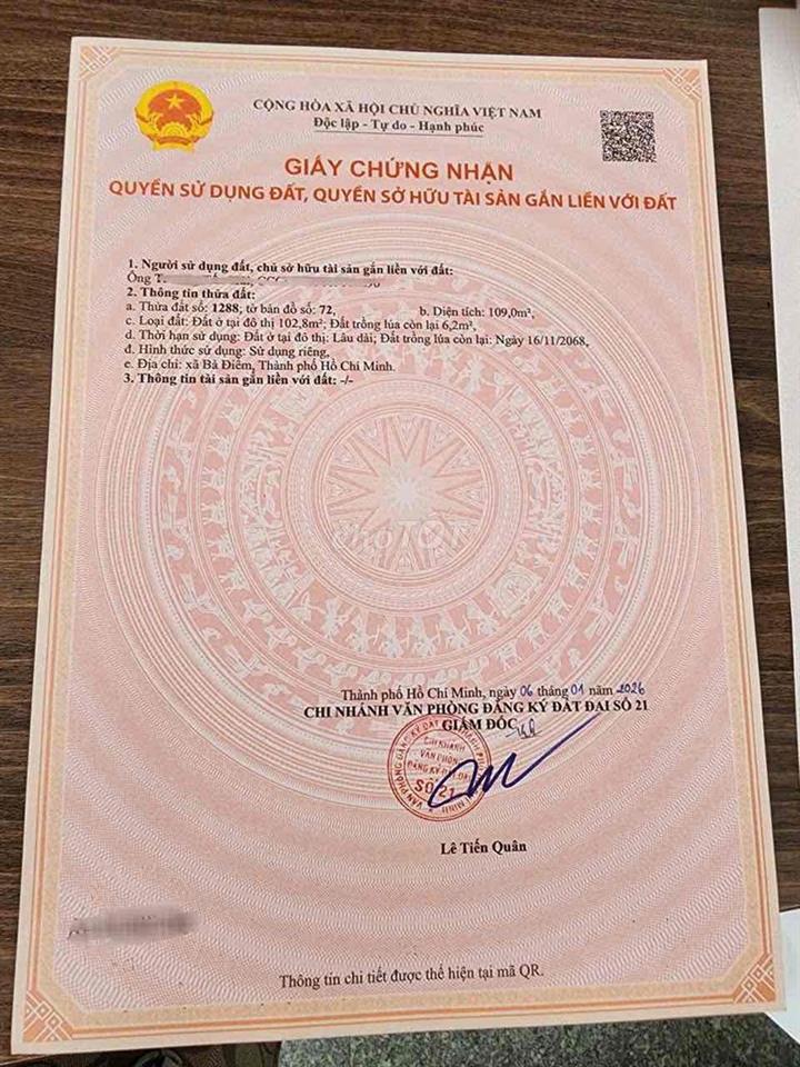 🌹Lô Đất Sổ Riêng Thổ Cư 5x22 Tiền Lân X.Bà Điểm