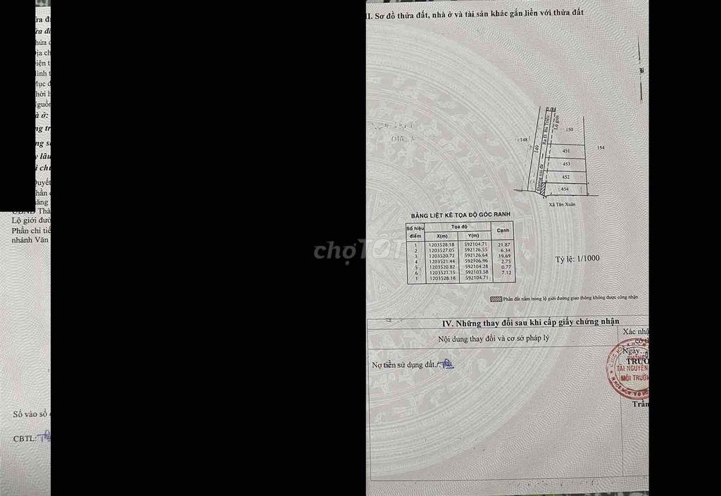 Chính chủ bán đất 147,1m² Hóc Môn - Gần BV Đa khoa - Sổ hồng riêng - 1