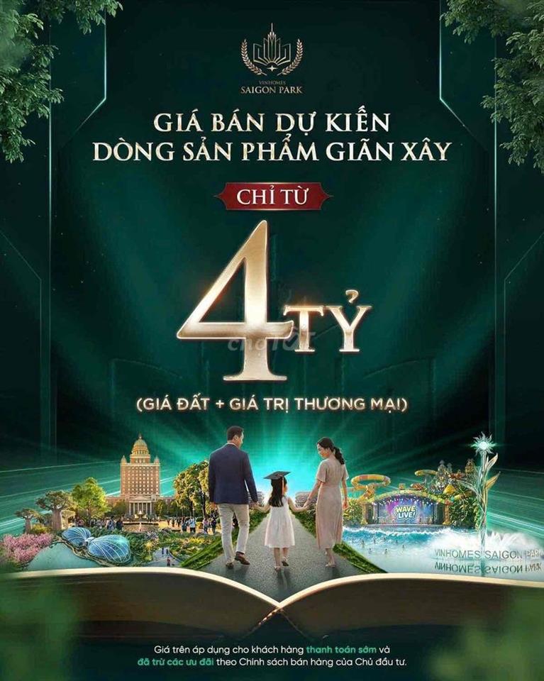 Vinhomes Saigon Park Hóc Môn Giá Chỉ Từ 5 Tỷ/Căn Ưu Đãi đến 22,5%