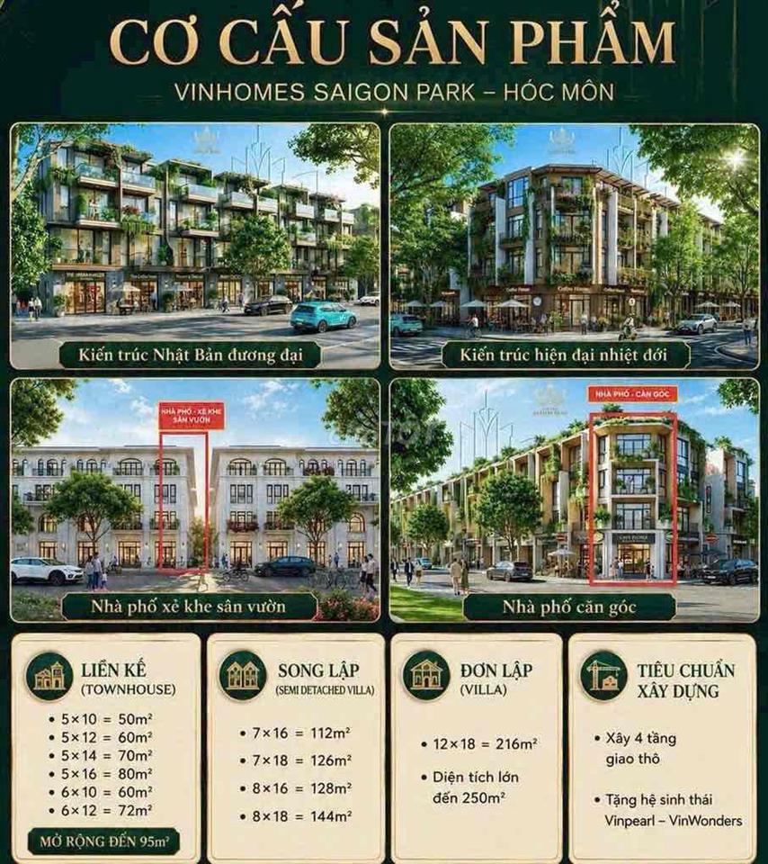 Vinhomes Saigon Park Hóc Môn Giá Chỉ Từ 5 Tỷ/Căn Ưu Đãi đến 22,5%