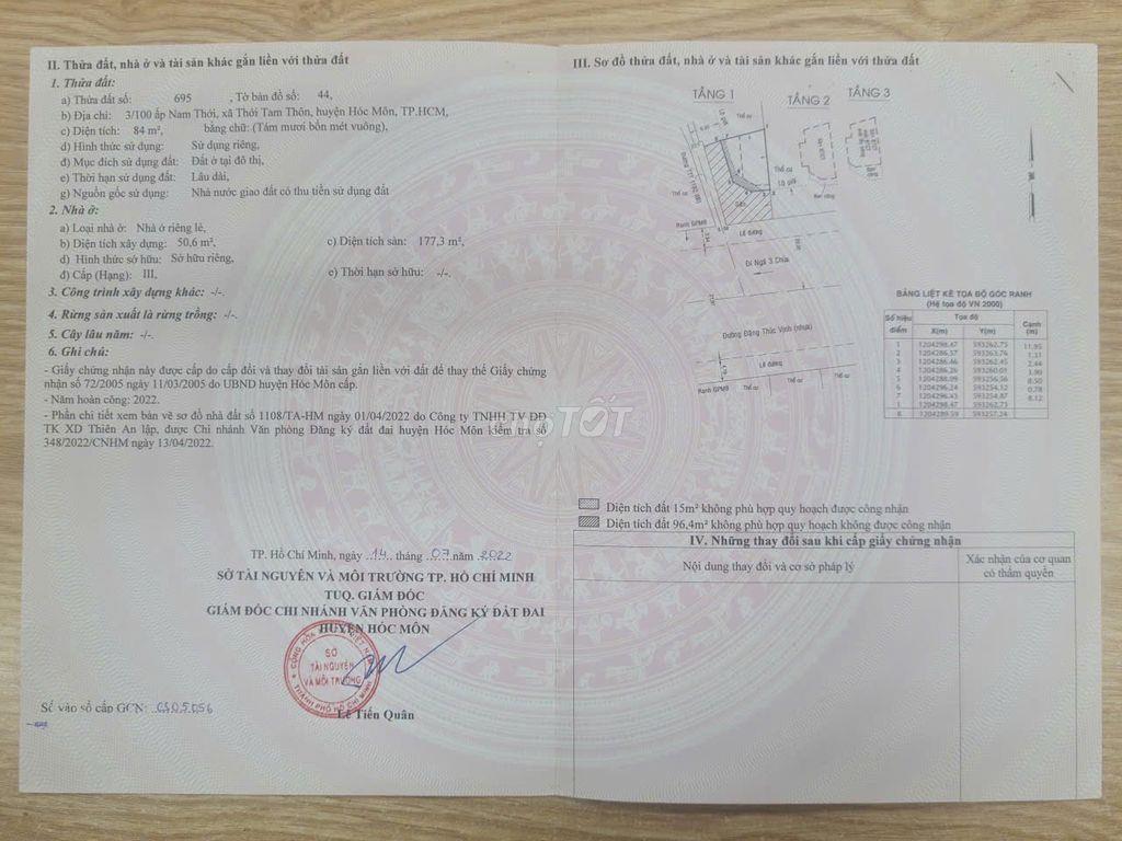 Bán nhà đường Đặng Thúc Vịnh ngay chợ Hóc Môn