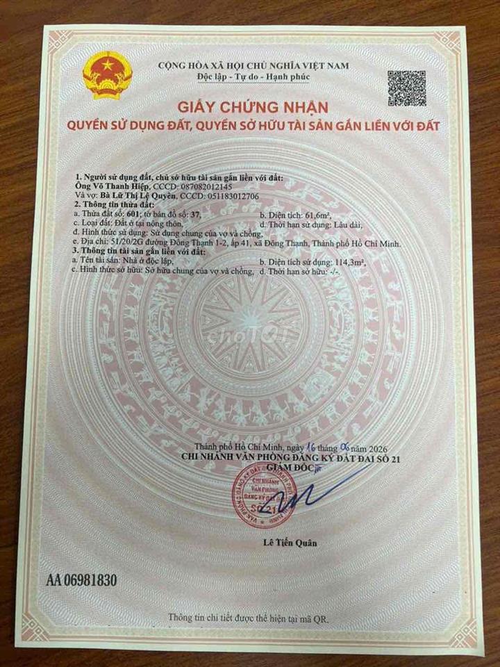 BÁN CĂN NHÀ LẦU SỔ HỒNG RIÊNG GẦN CHỢ ĐÔNG THẠNH