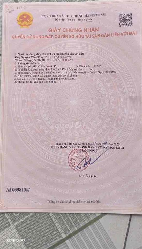 Đất gần chợ Đông Thạnh xe hơi thông