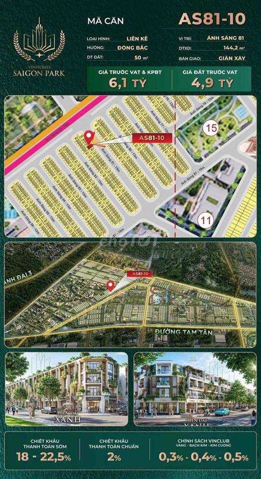 Sở hữu nhà liền kề Vinhomes SaiGon Park chỉ với 1,7 tỷ