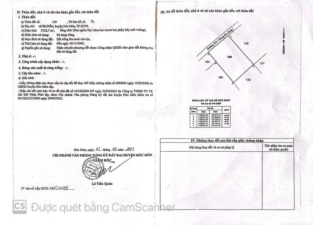 Bán Đất Mặt Tiền Bà Điểm 4 , Xã Bà Điểm , HCM