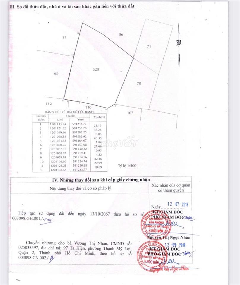 Bán đất đường Nguyễn Thị Chuối,Hóc Môn dt:3466m2 giá:21,5 tỷ