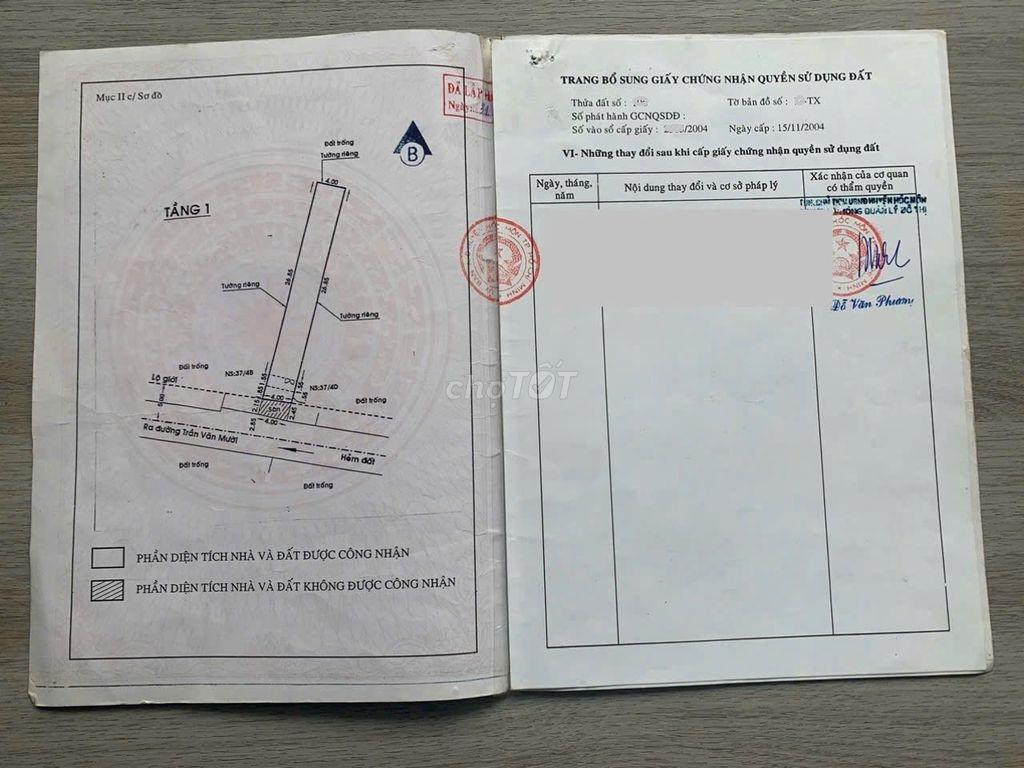 NHÀ MẶT TIỀN HẺM 179 TRẦN VĂN MƯỜI. XUÂN THỚI ĐÔNG