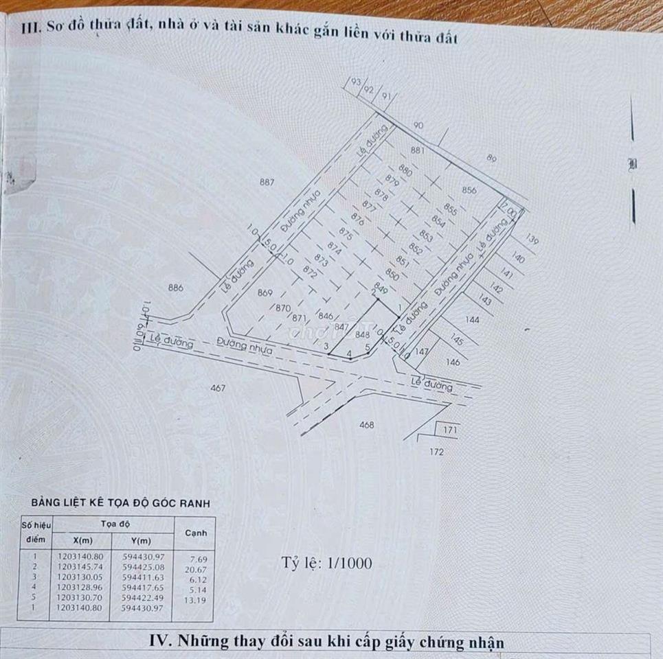 BÁN ĐẤT LÔ GÓC MẶT TIỀN ĐƯỜNG TRỊNH THỊ MIẾNG, THỚI TAM THÔN, HÓC MÔN