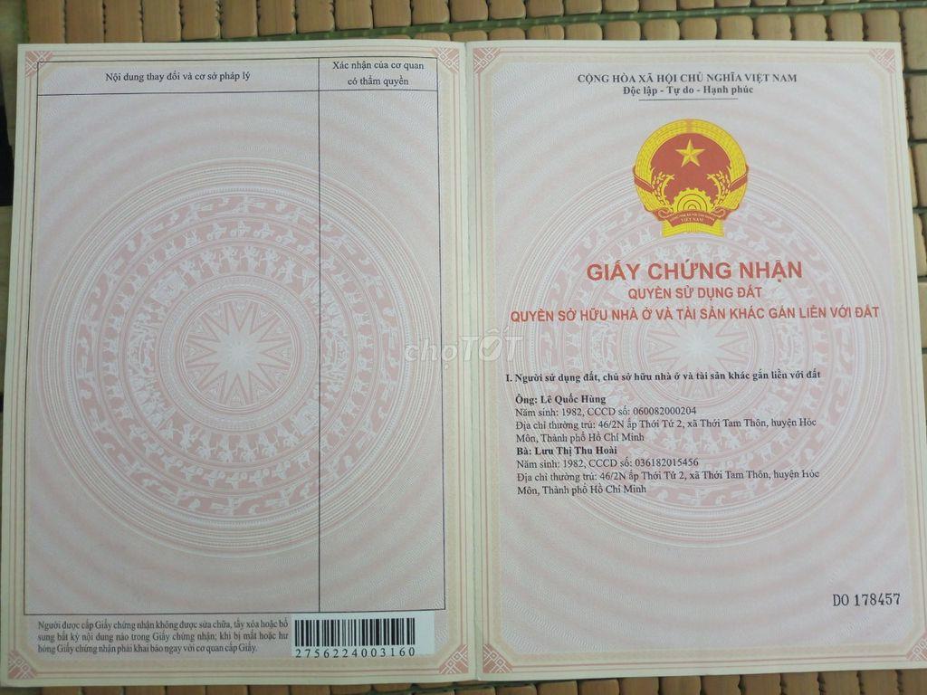 Bán đất ONT 10m x15.3m xã Hóc Môn mới, cách chợ HM 700m, coop DVD 400m