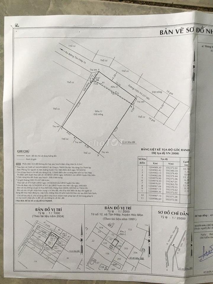 Bán đất ONT 10m x15.3m xã Hóc Môn mới, cách chợ HM 700m, coop DVD 400m
