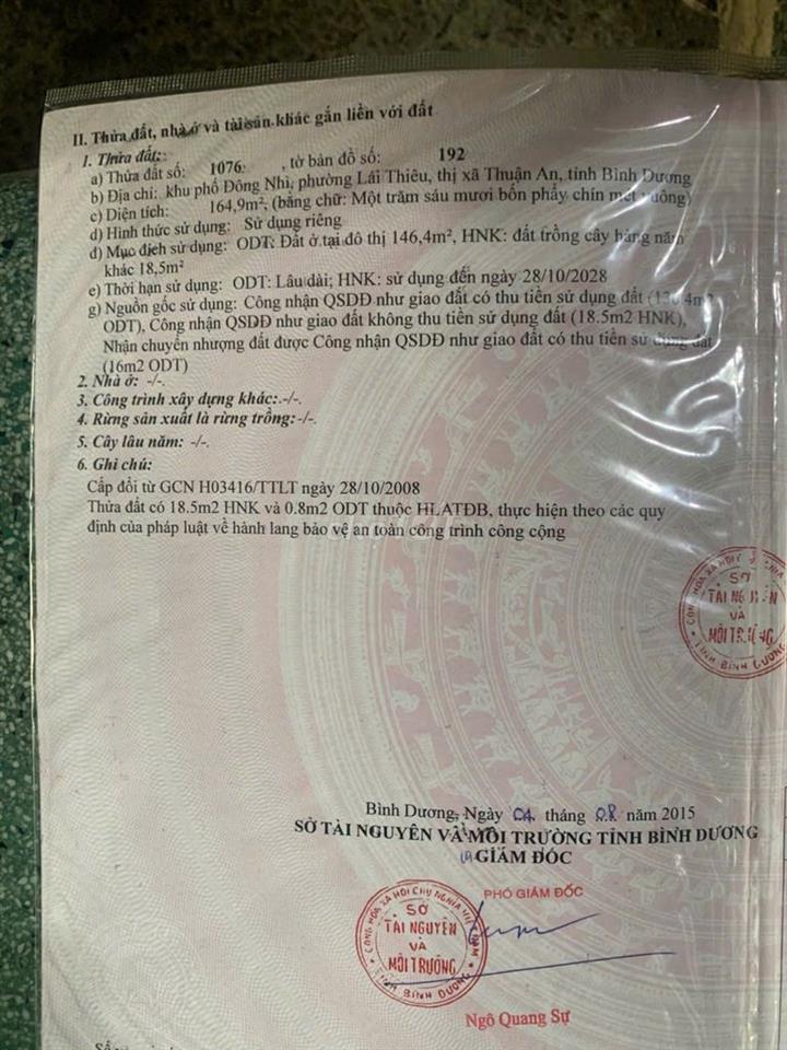  Hai lô đất kề nhau, MT đường Đông Nhì, P. Lái Thiêu ,Có tiếp Môi giới