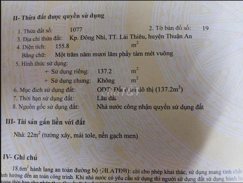  Hai lô đất kề nhau, MT đường Đông Nhì, P. Lái Thiêu ,Có tiếp Môi giới