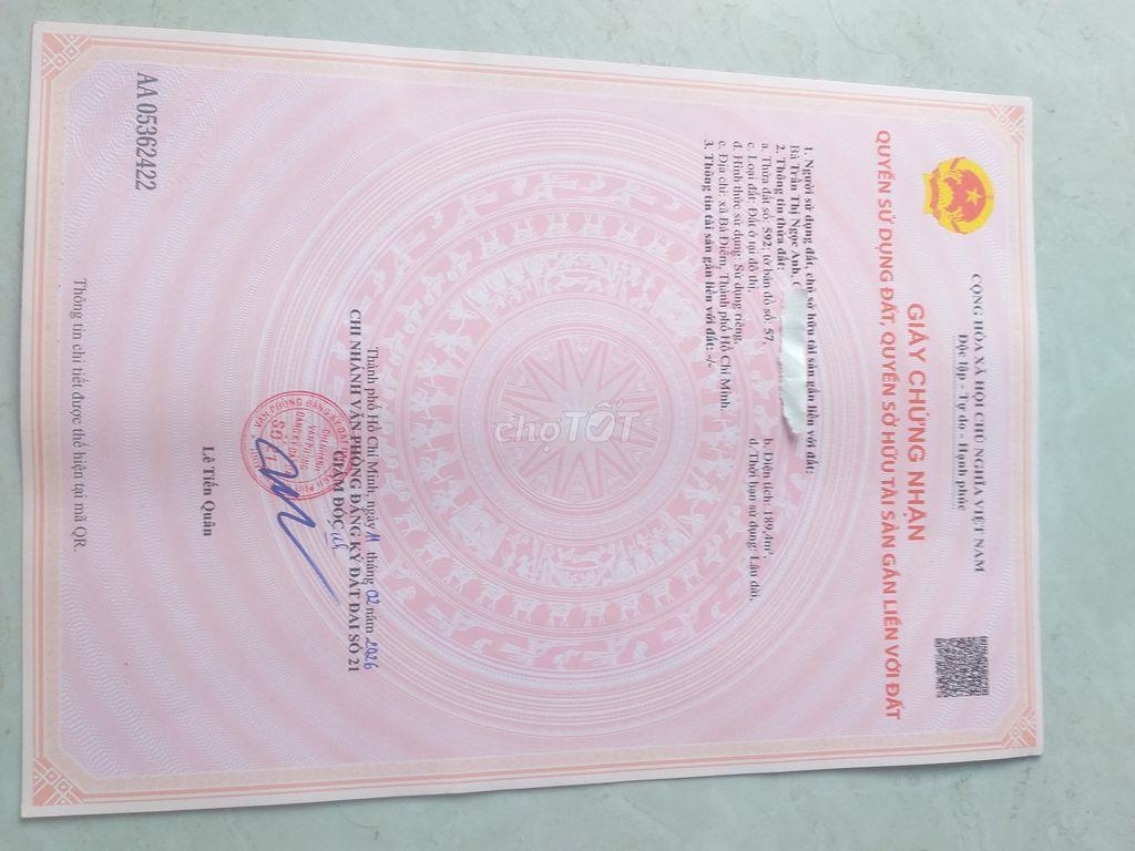 Chính chủ cần bán lô đất gần chợ cây me đất 210m công nhận 189m thổ cư