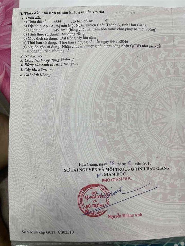 Bán đất mặt tiền đường 30/4