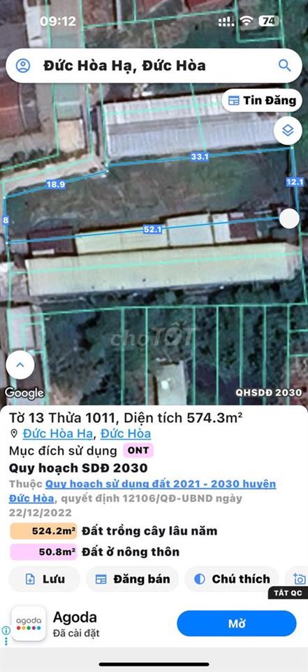 CHÍNH CHỦ BÁN ĐẤT TRUNG TÂM ĐỨC HÒA – ĐỐI DIỆN KCN TÂN ĐỨC