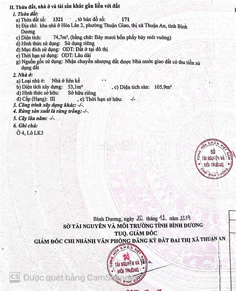 Thuận Giao 19 Hạ Giá 3,6 tỷ Nhà 5x15 trệt lầu đúc hoàn công đủ,