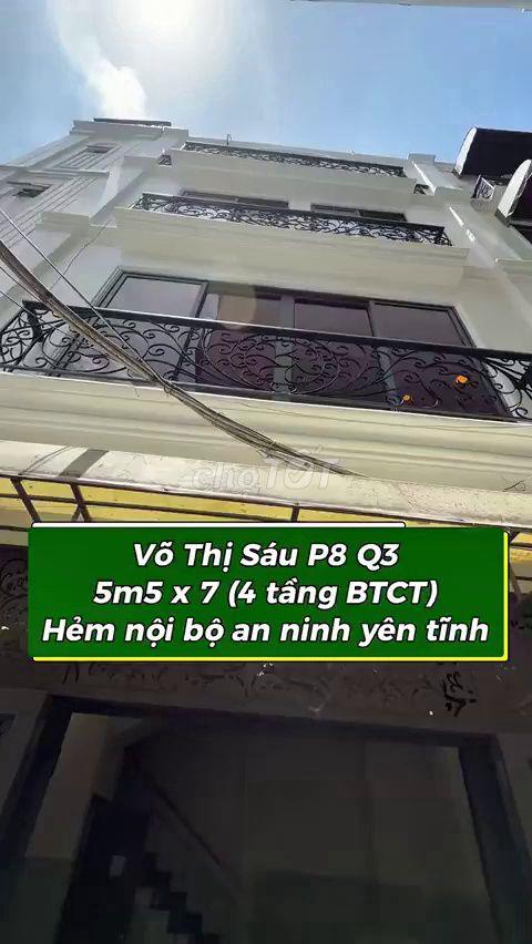 Bán nhà hẻm nội bộ Võ Thị Sáu Quận 3, khu hiếm có nhà bán