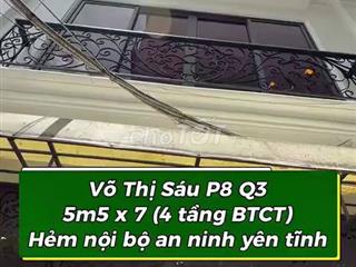 Bán nhà hẻm nội bộ Võ Thị Sáu Quận 3, khu hiếm có nhà bán