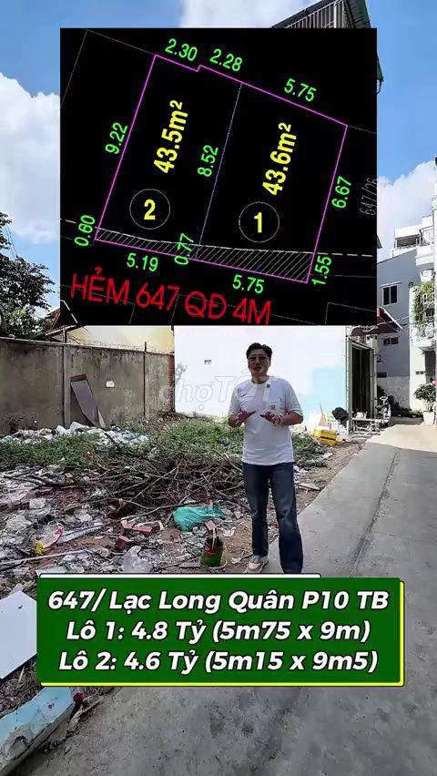 Bán đất nền Lạc Long Quân, Tân Bình - Giá từ 4.6 tỷ