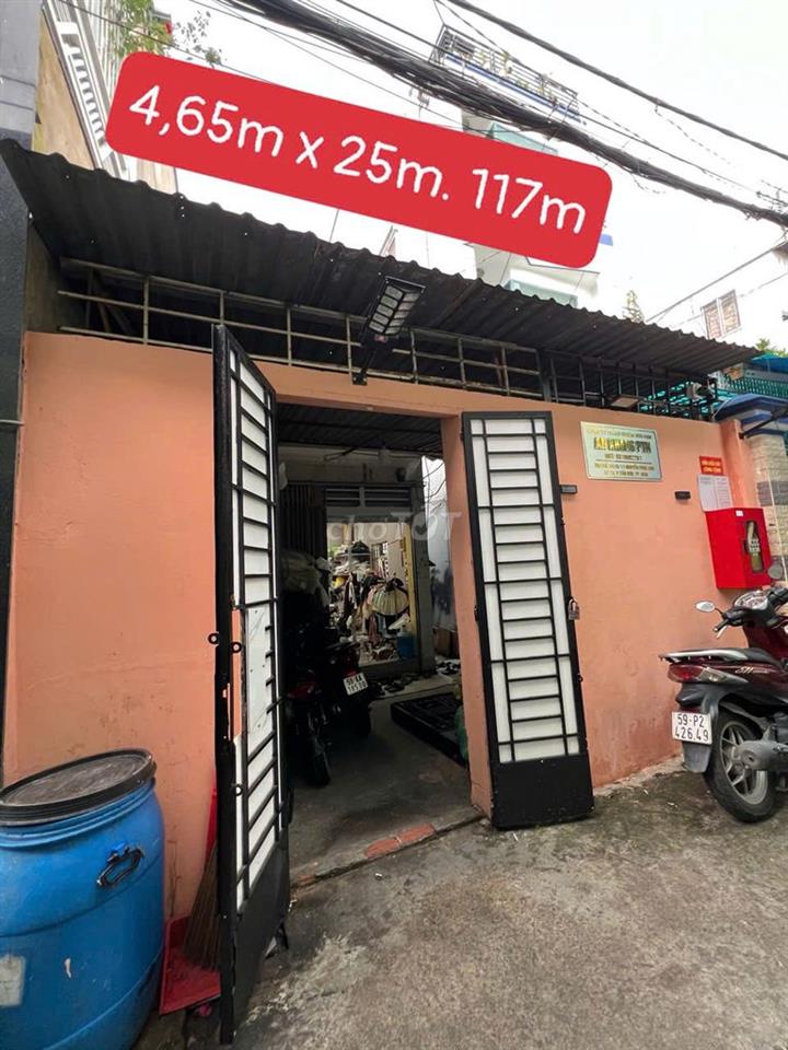 Nhà hẻm ba gác đường Nguyễn Phúc Chu. 4.65m x 25m. DT đất 117m.