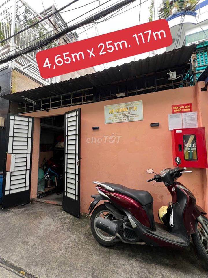 Nhà hẻm ba gác đường Nguyễn Phúc Chu. 4.65m x 25m. DT đất 117m.