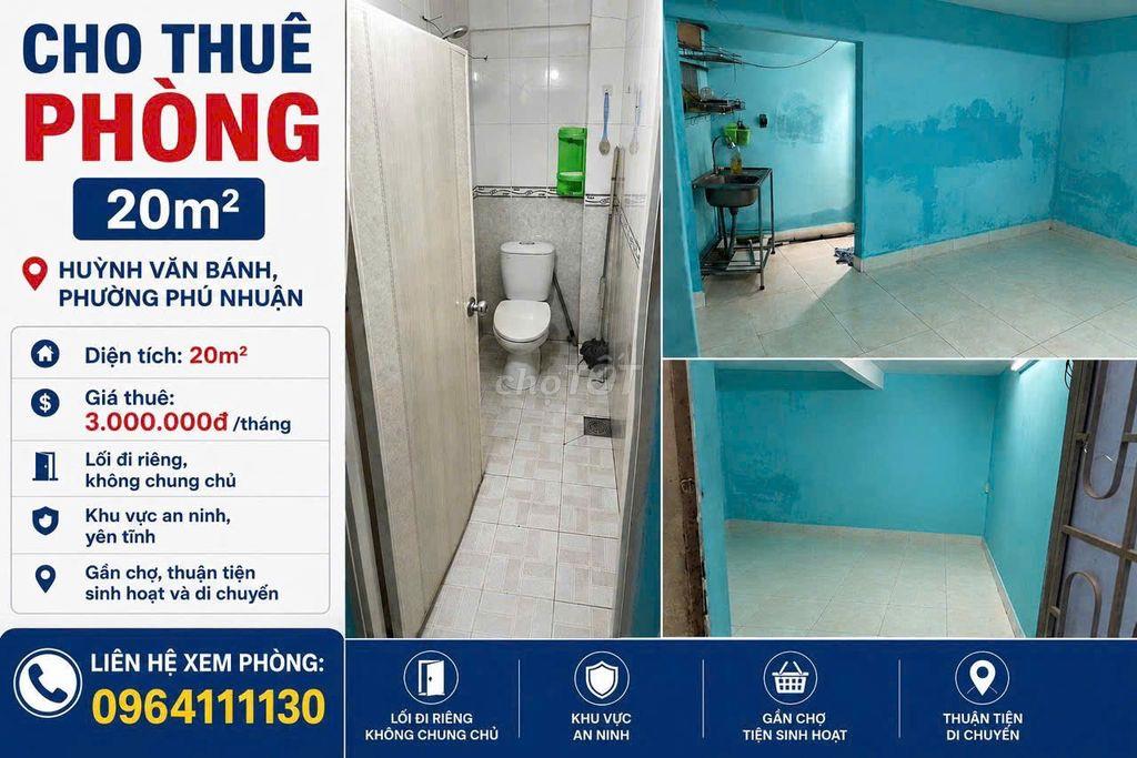 CHO THUÊ PHÒNG 20M2 PHÚ NHUẬN - KHÔNG CHUNG CHỦ